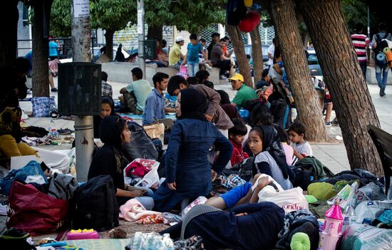 Mideastern refugees in Athens