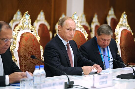 Russian President Vladimir Putin attends Collective Security Treaty Organization summit in Tajikistan