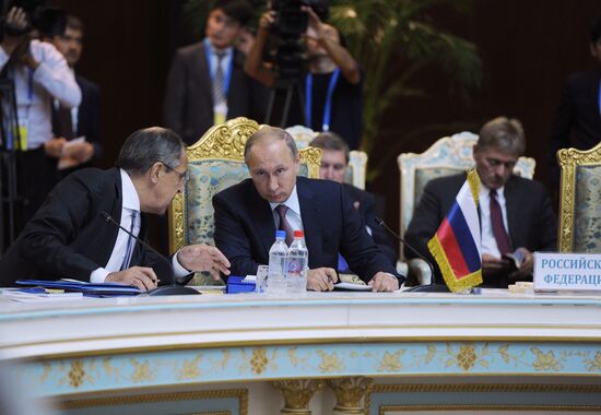 Russian President Vladimir Putin attends Collective Security Treaty Organization summit in Tajikistan