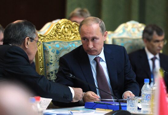 Russian President Vladimir Putin attends Collective Security Treaty Organization summit in Tajikistan