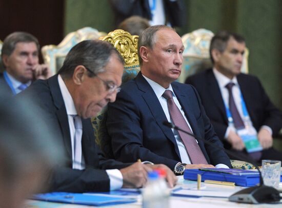 Russian President Vladimir Putin attends Collective Security Treaty Organization summit in Tajikistan