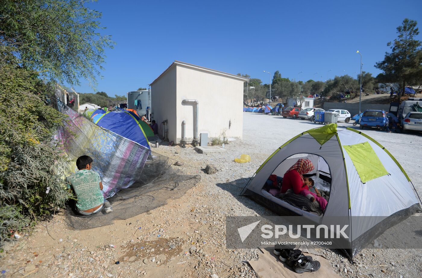 Refugee camp on Greek island of Lesbos