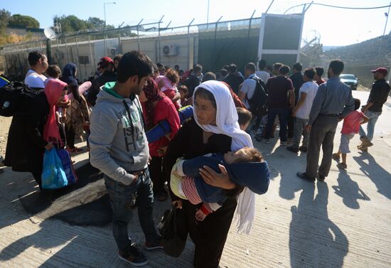 Refugee camp on Greek island of Lesbos