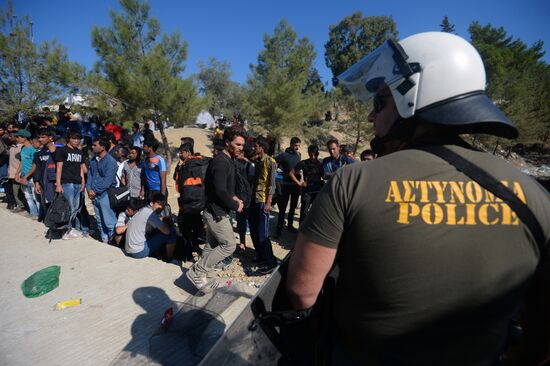 Refugee camp on Greek island of Lesbos