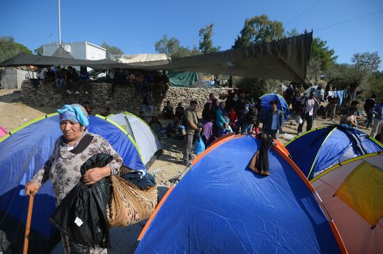 Refugee camp on Greek island of Lesbos