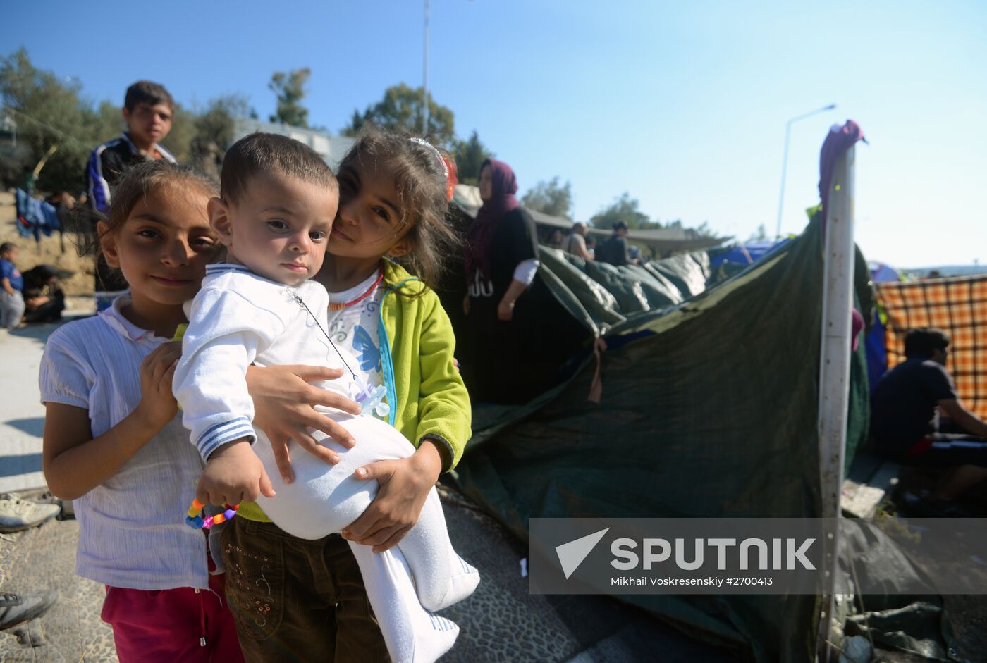 Refugee camp on Greek island of Lesbos