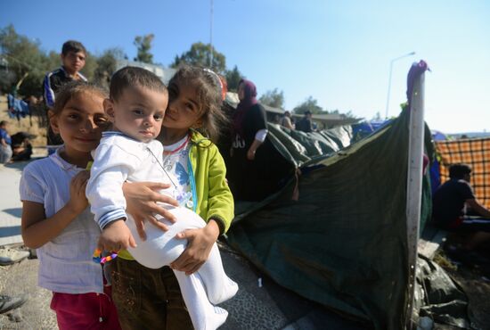 Refugee camp on Greek island of Lesbos