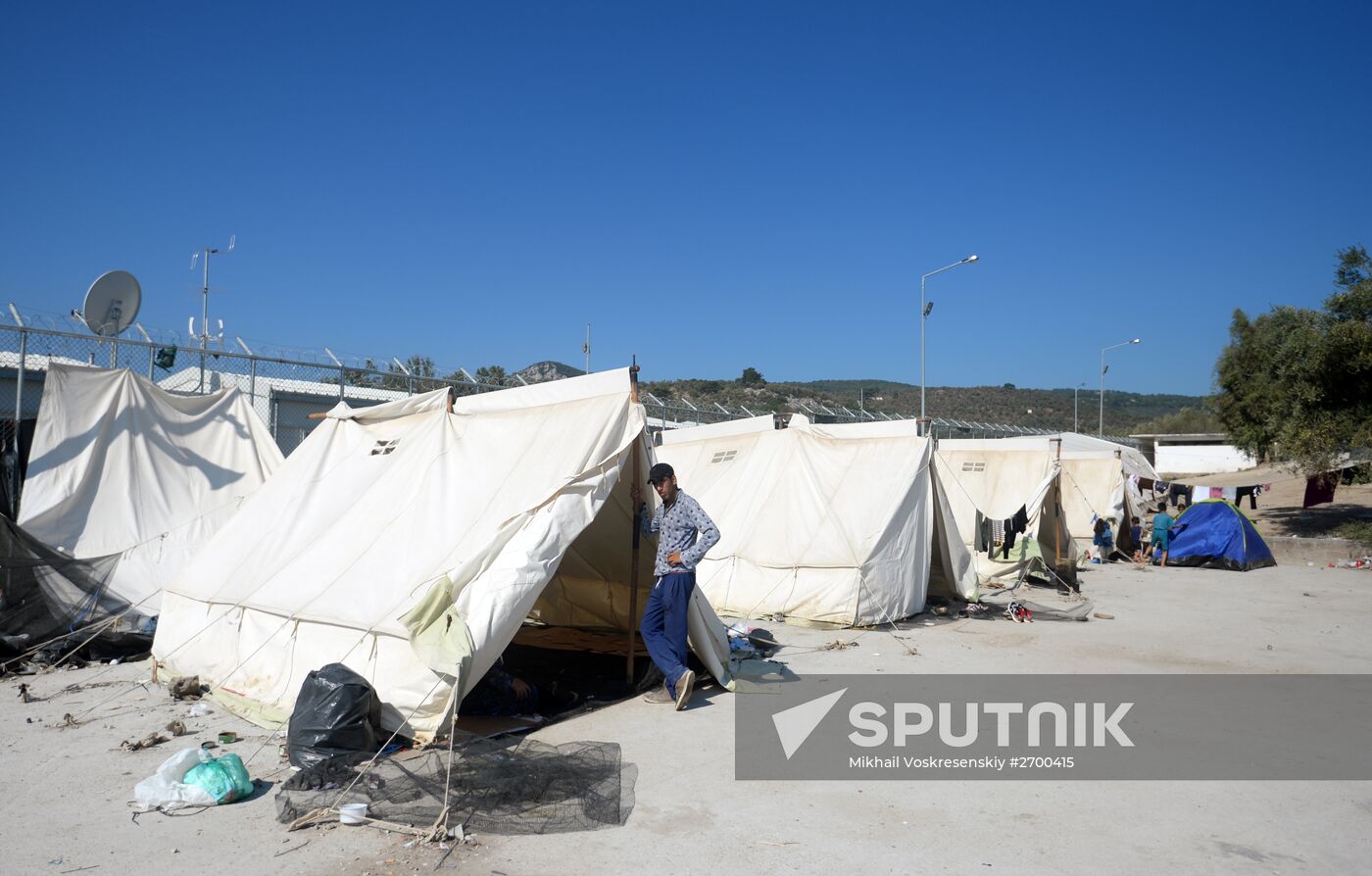 Refugee camp on Greek island of Lesbos