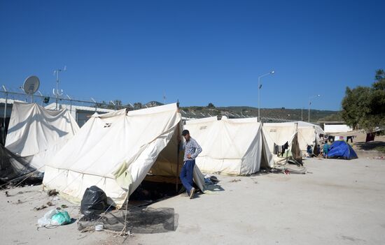 Refugee camp on Greek island of Lesbos