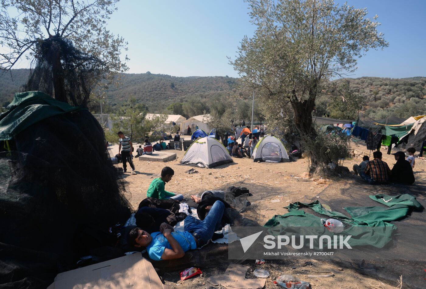 Refugee camp on Greek island of Lesbos