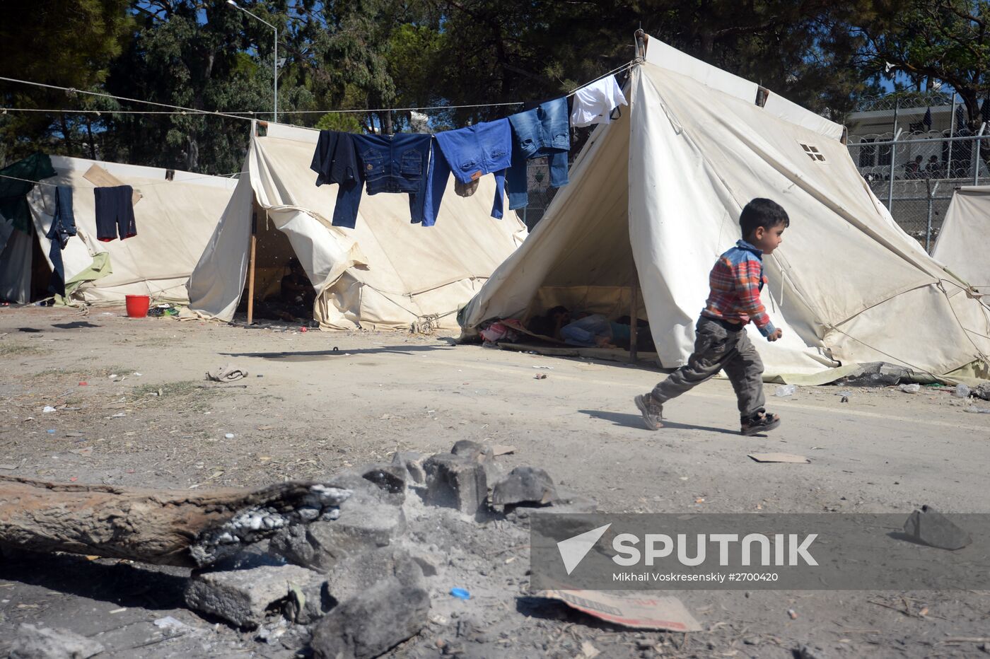 Refugee camp on Greek island of Lesbos