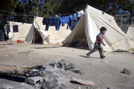 Refugee camp on Greek island of Lesbos