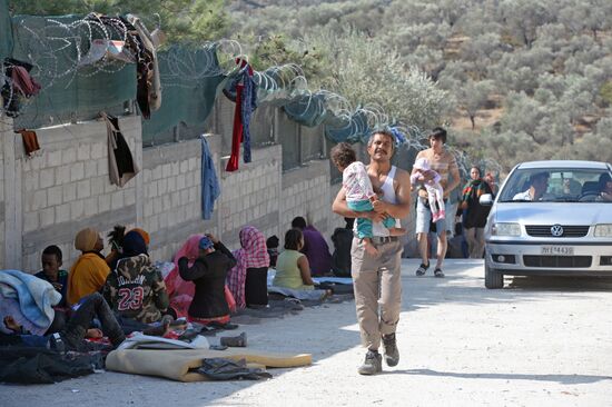 Refugee camp on Greek island of Lesbos