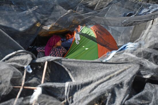 Refugee camp on Greek island of Lesbos