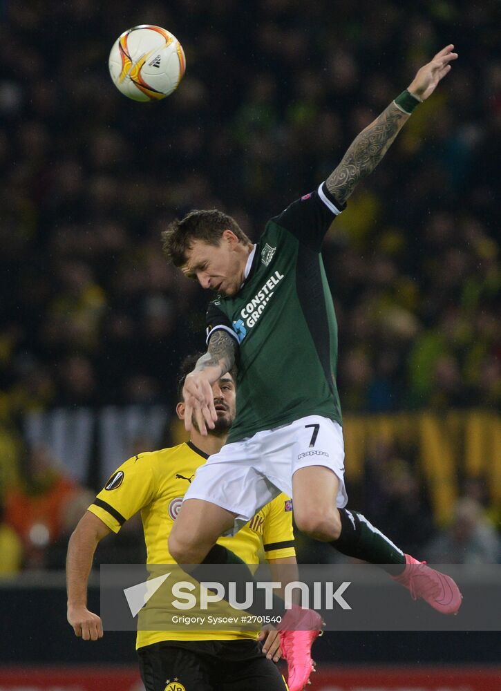 Krasnodar's Pave Mamayev (right) during the UEFA Europa League Group stage match between Borussia Dortmund, Germany and FC Krasnodar, Russia. Location: Germany, Dortmund. Author: Grigory Sysoev/Sputnik. UEFA Europa League. Borussia Dortmund vs. Krasnodar