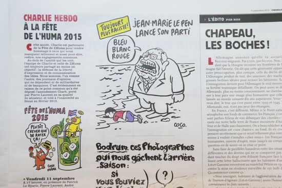 Charlie Hebdo published cartoons mocking drowned Syrian boy