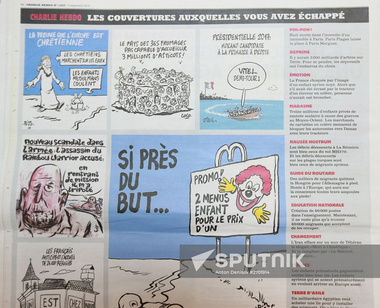 Charlie Hebdo published cartoons mocking drowned Syrian boy
