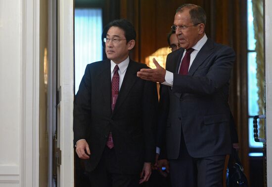 Russian Foreign Minister Sergey Lavrov meets with his Japanese counterpart Fumio Kishida