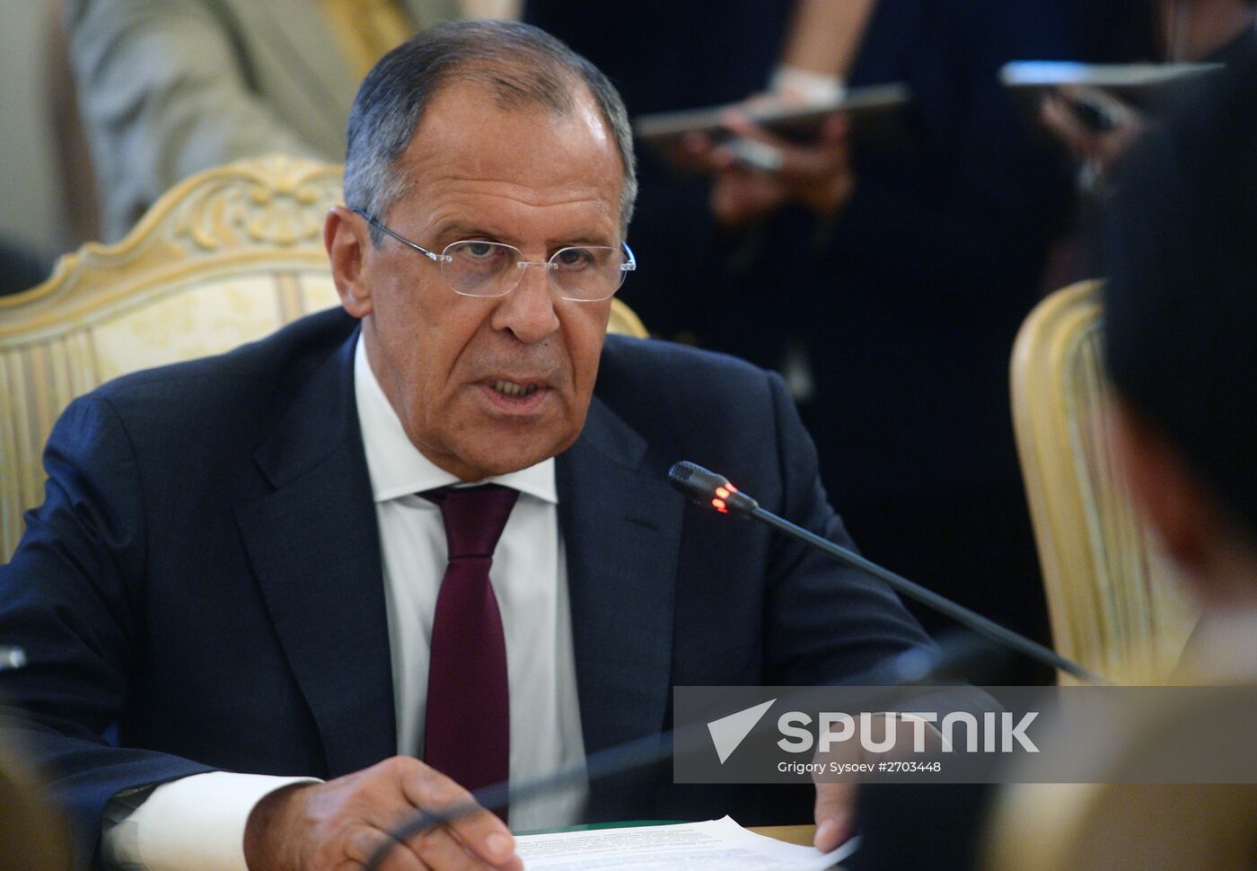 Russian Foreign Minister Sergey Lavrov meets with his Japanese counterpart Fumio Kishida