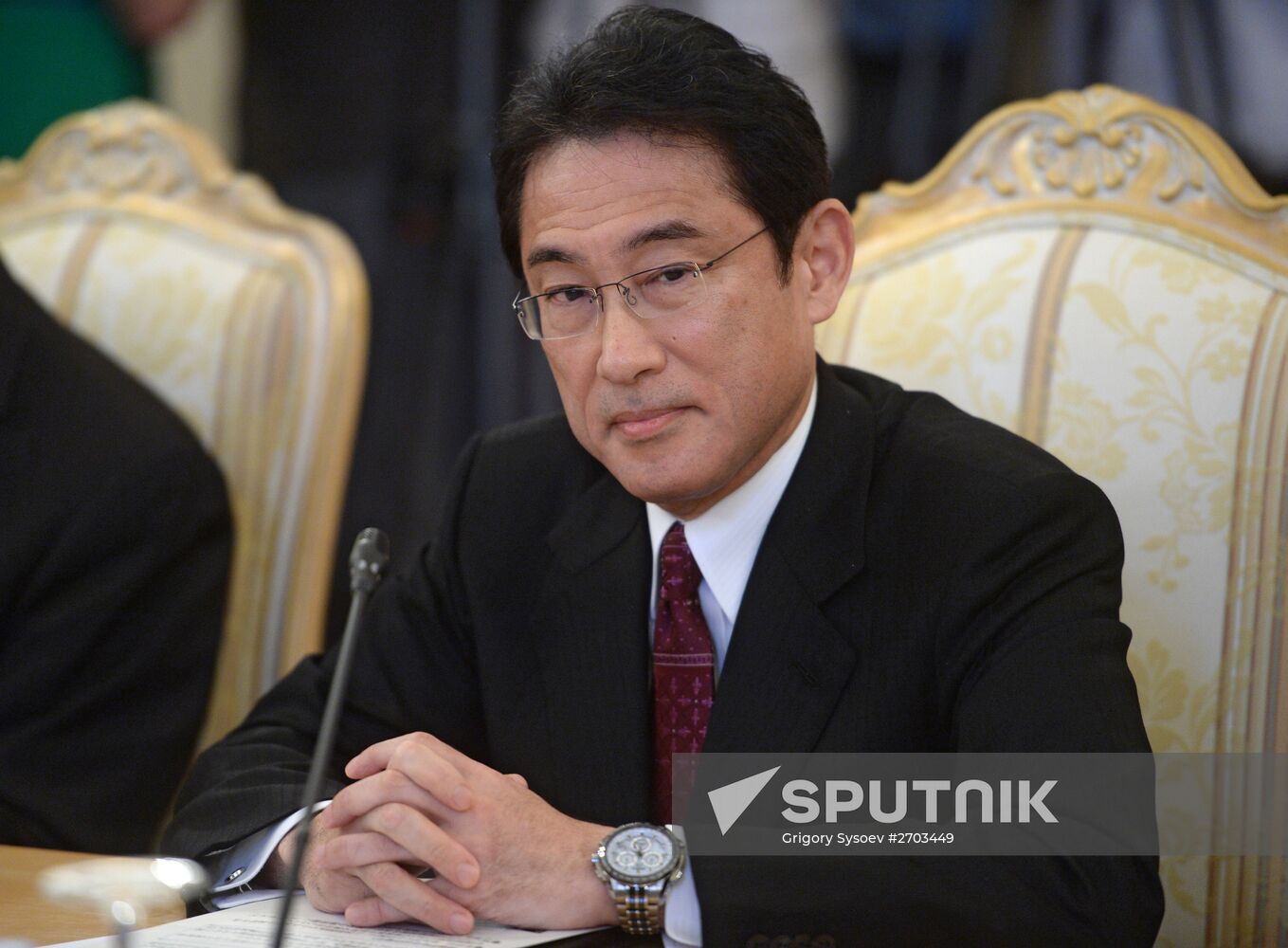Russian Foreign Minister Sergey Lavrov meets with his Japanese counterpart Fumio Kishida