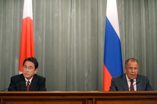 Russian Foreign Minister Sergey Lavrov meets with his Japanese counterpart Fumio Kishida
