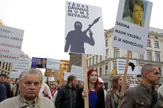 Protest against refugee intake in Riga
