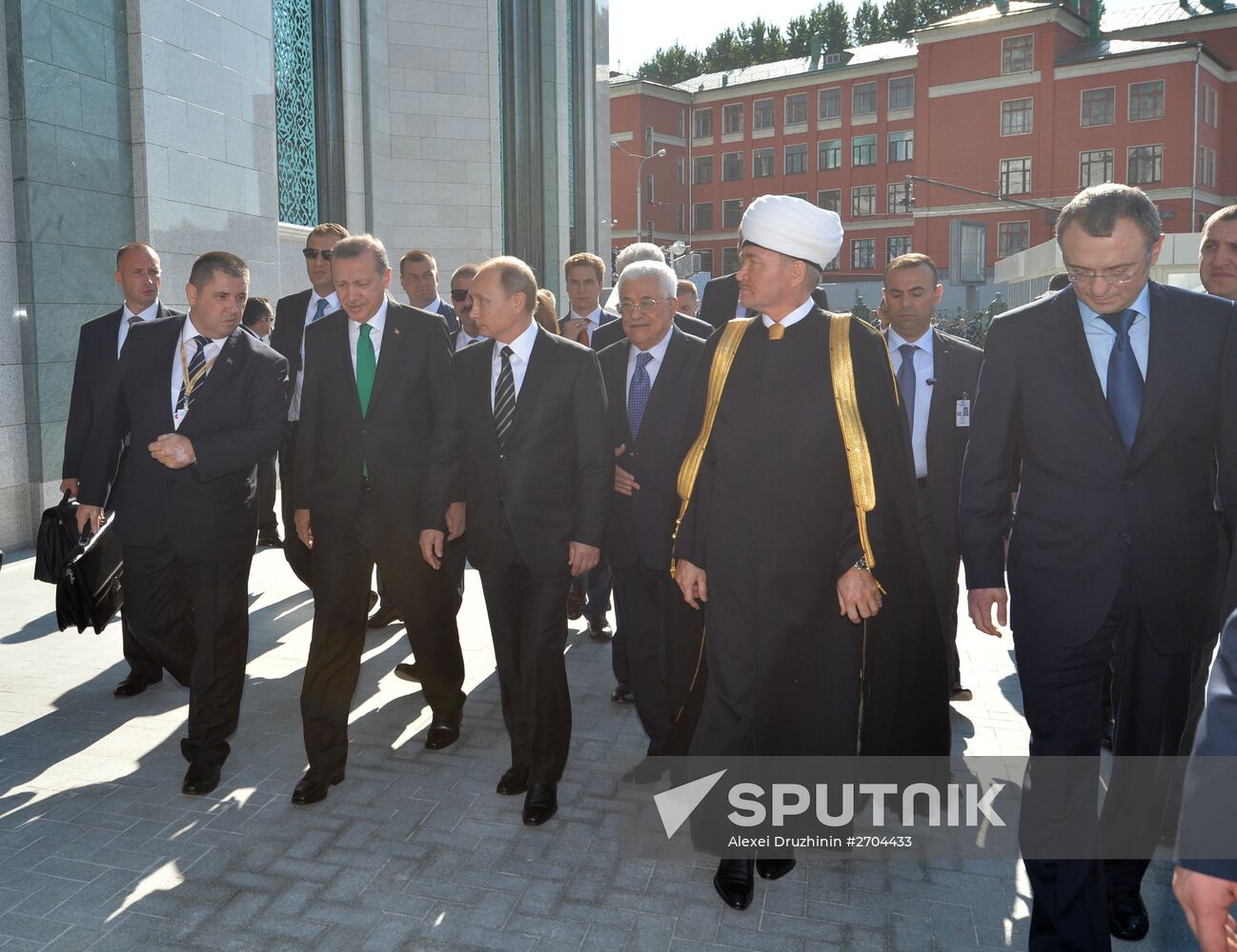 President Vladimir Putin at ceremony to open renovated Moscow Cathedral Mosque