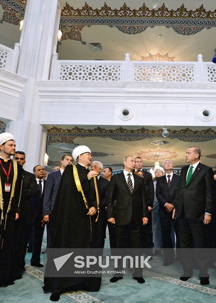President Vladimir Putin at ceremony to open renovated Moscow Cathedral Mosque
