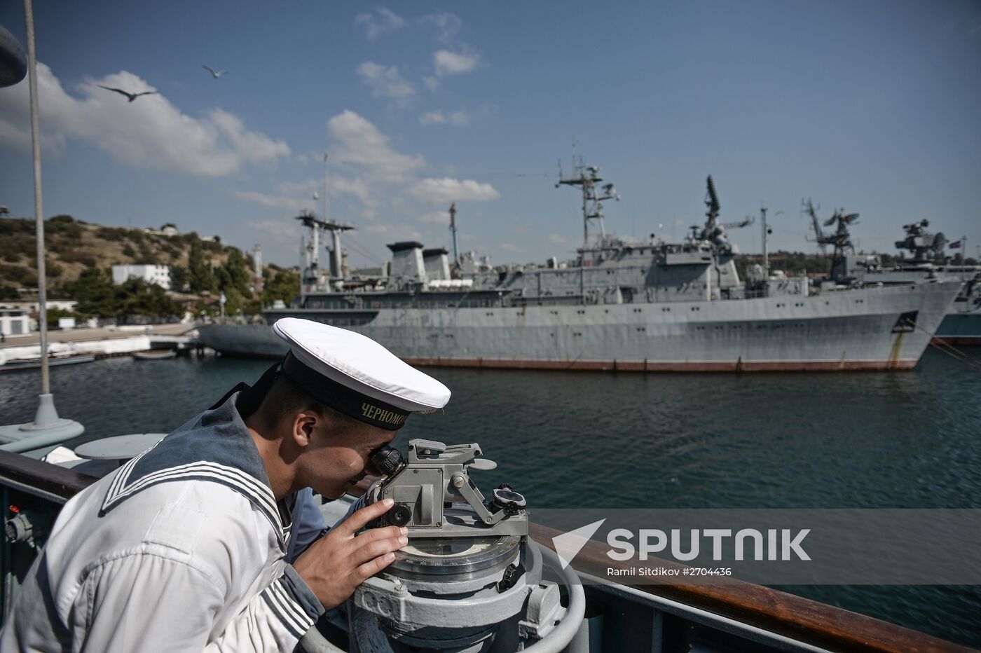 The escort ship Ladny prepares to sail to the Mediterranean Sea