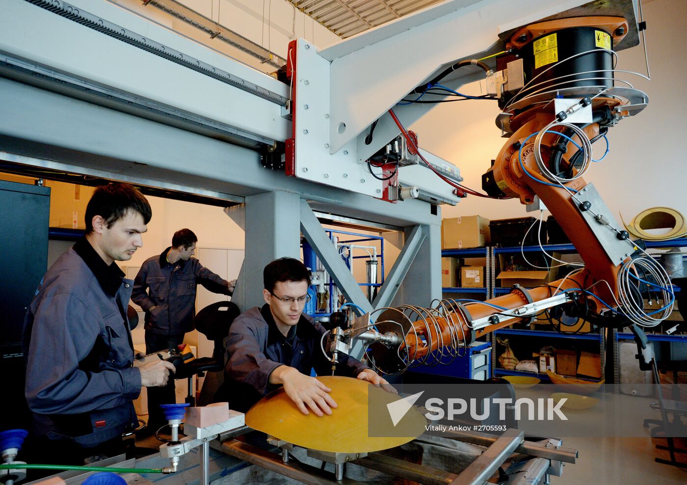 Smart robotic complex for helicopter parts processing