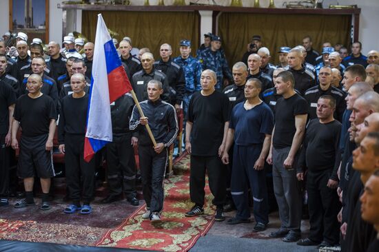 Tournament of the Tyva national fight competitions Huresh in the penitentiary No2 in the Omsk Region