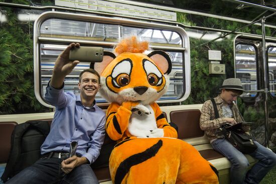 Presentation of Striped Express metro train
