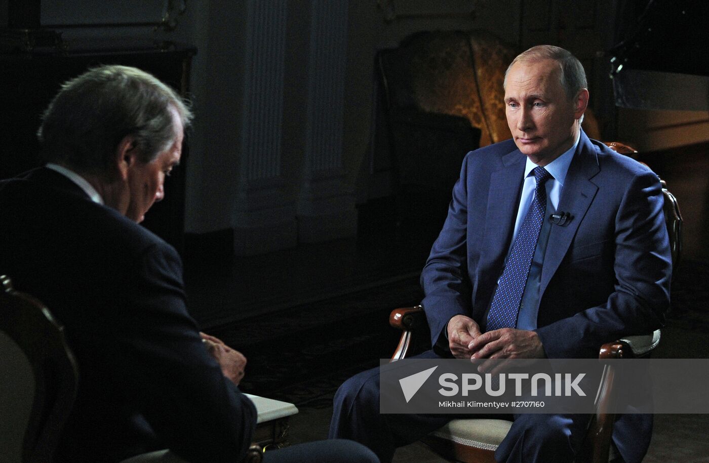 Russian President Vladimir Putin gives interview for CBS and PBS channels