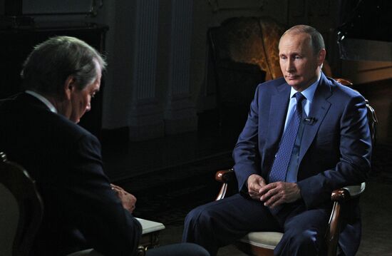 Russian President Vladimir Putin gives interview for CBS and PBS channels