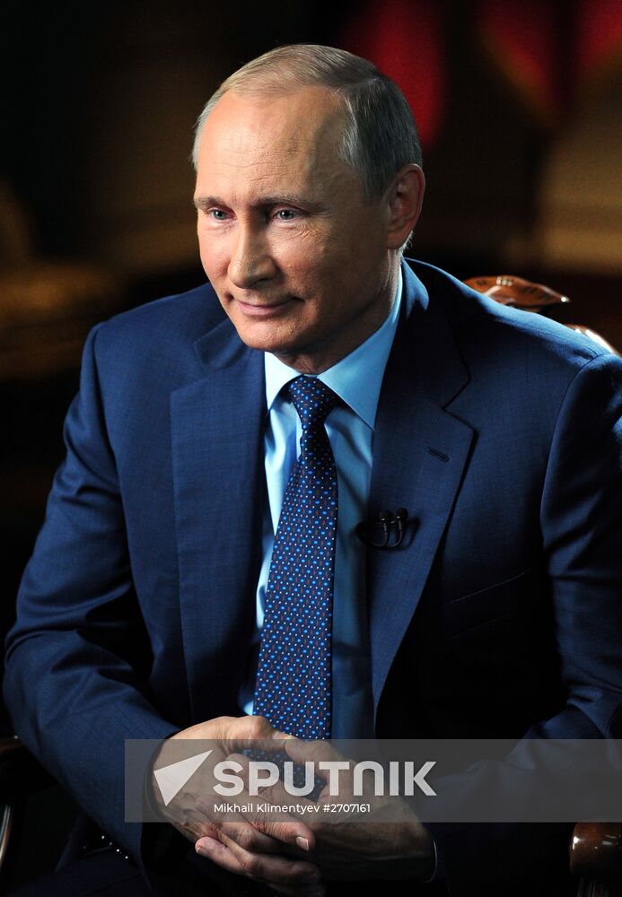 Russian President Vladimir Putin gives interview for CBS and PBS channels