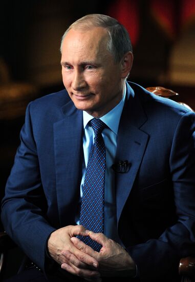 Russian President Vladimir Putin gives interview for CBS and PBS channels