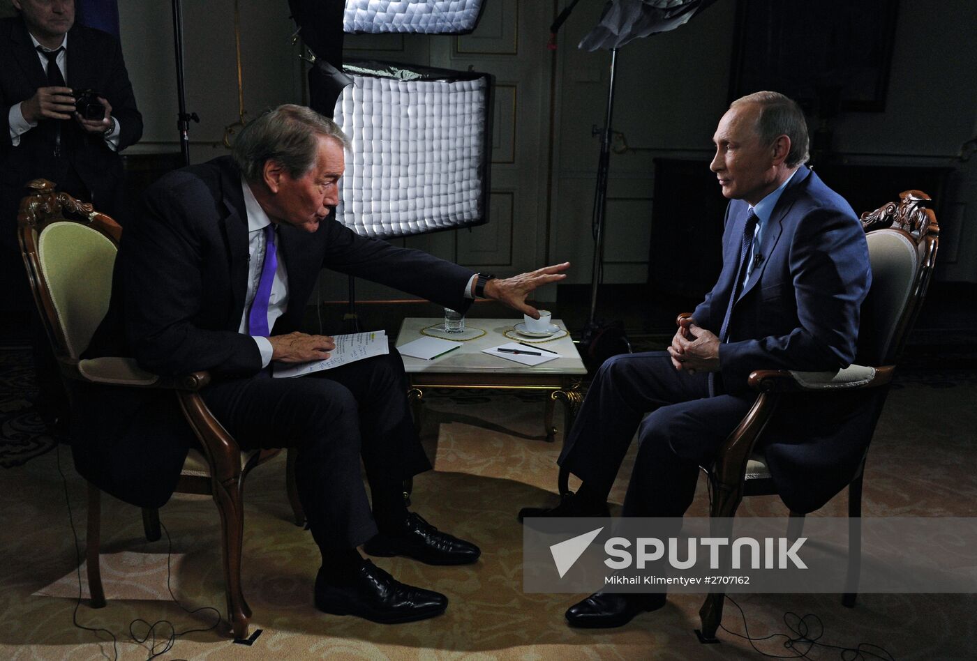 Russian President Vladimir Putin gives interview for CBS and PBS channels