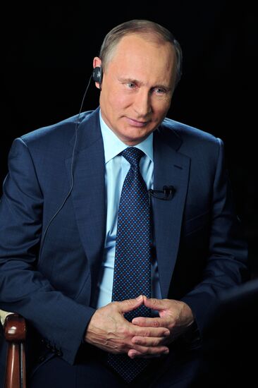 Russian President Vladimir Putin gives interview for CBS and PBS channels