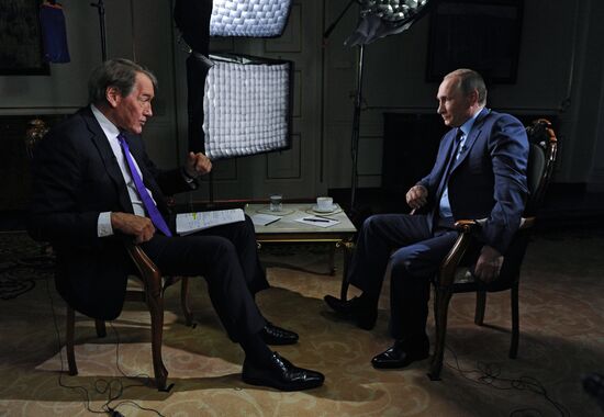 Russian President Vladimir Putin gives interview for CBS and PBS channels