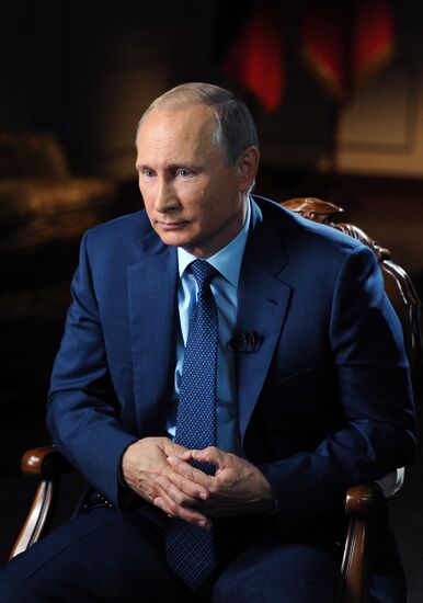 Russian President Vladimir Putin gives interview for CBS and PBS channels