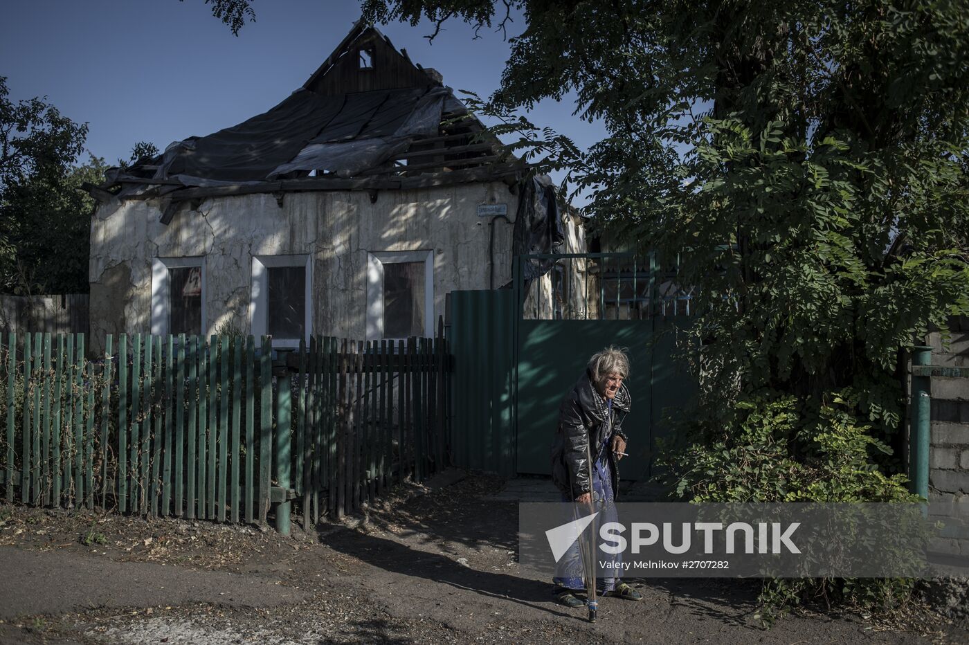 Residents of Staromikhailovka village in Donetsk region