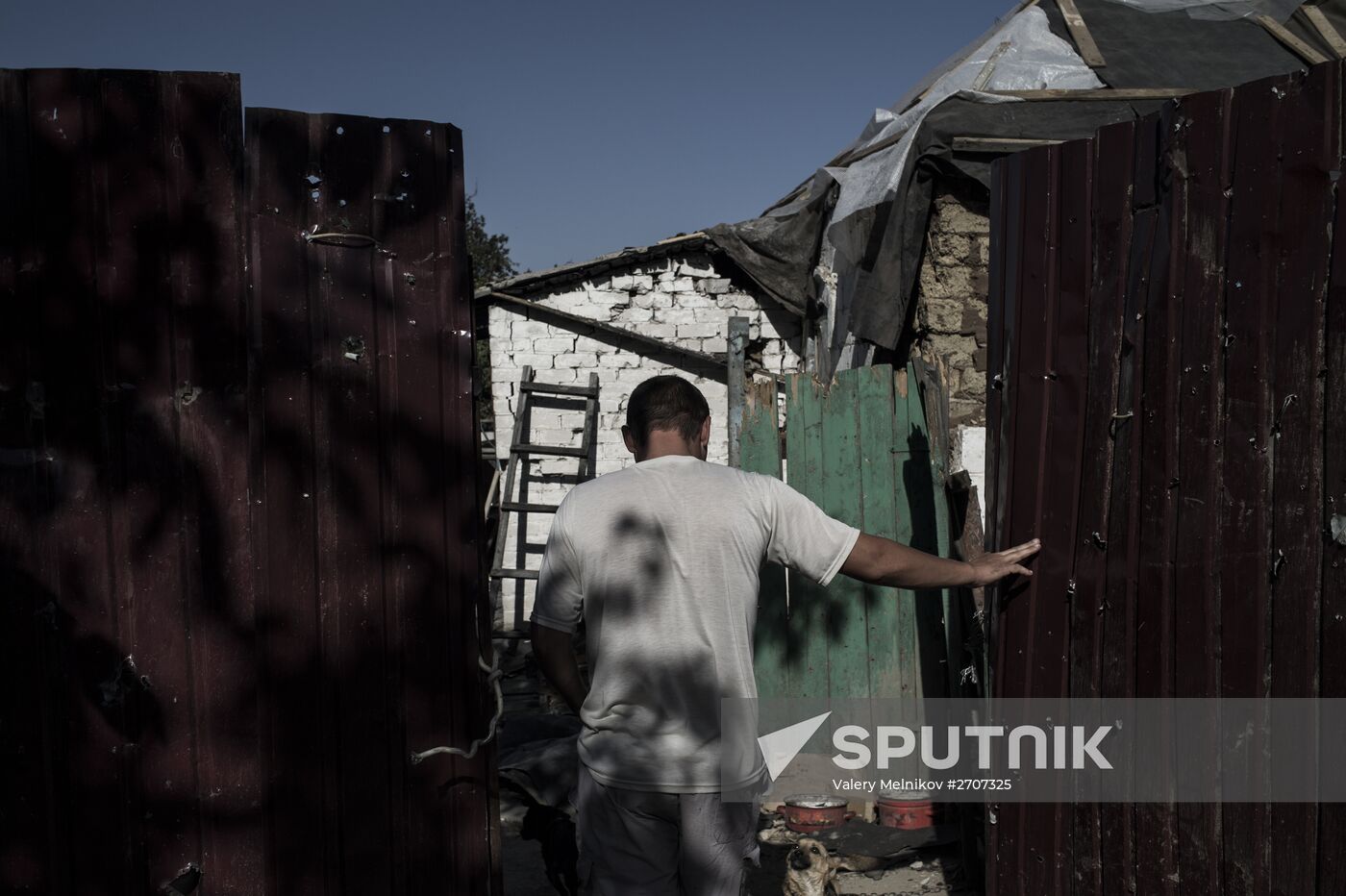 Residents of Staromikhailovka village in Donetsk region