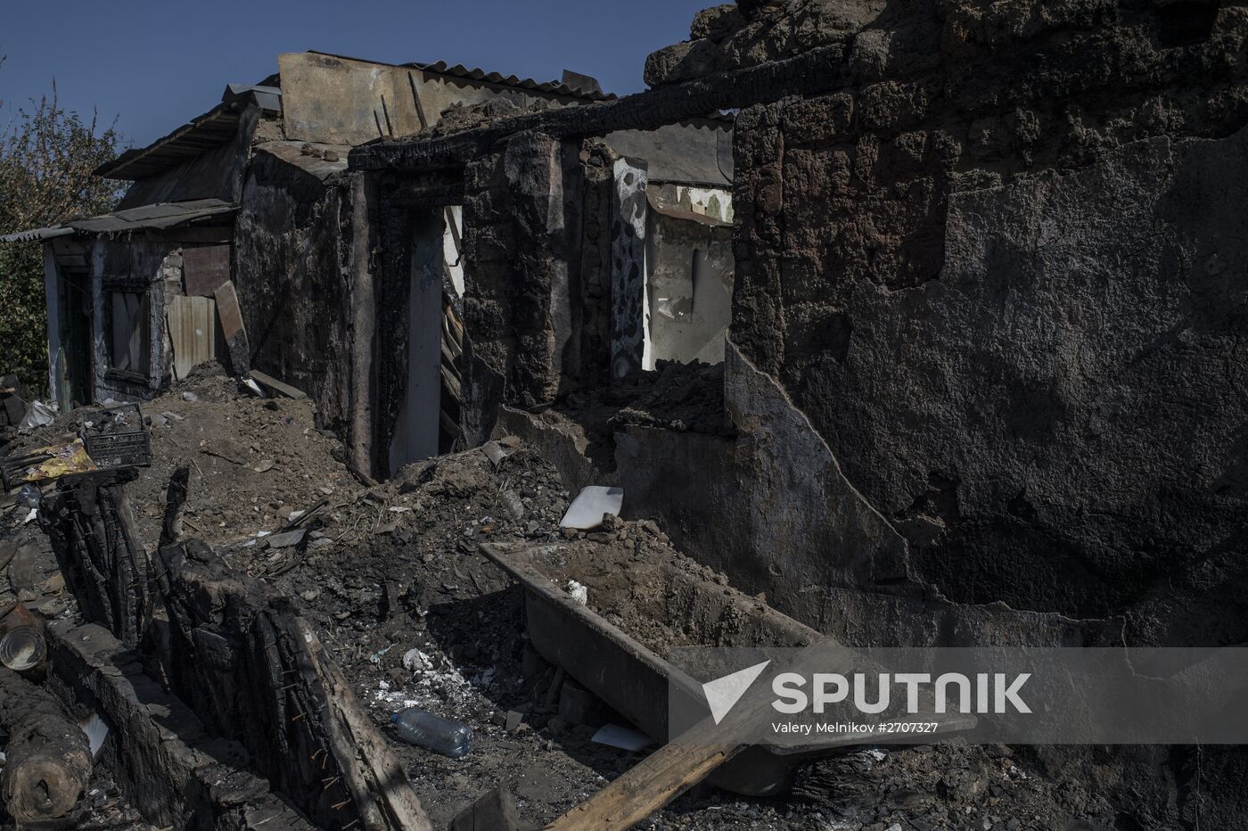 Residents of Staromikhailovka village in Donetsk region