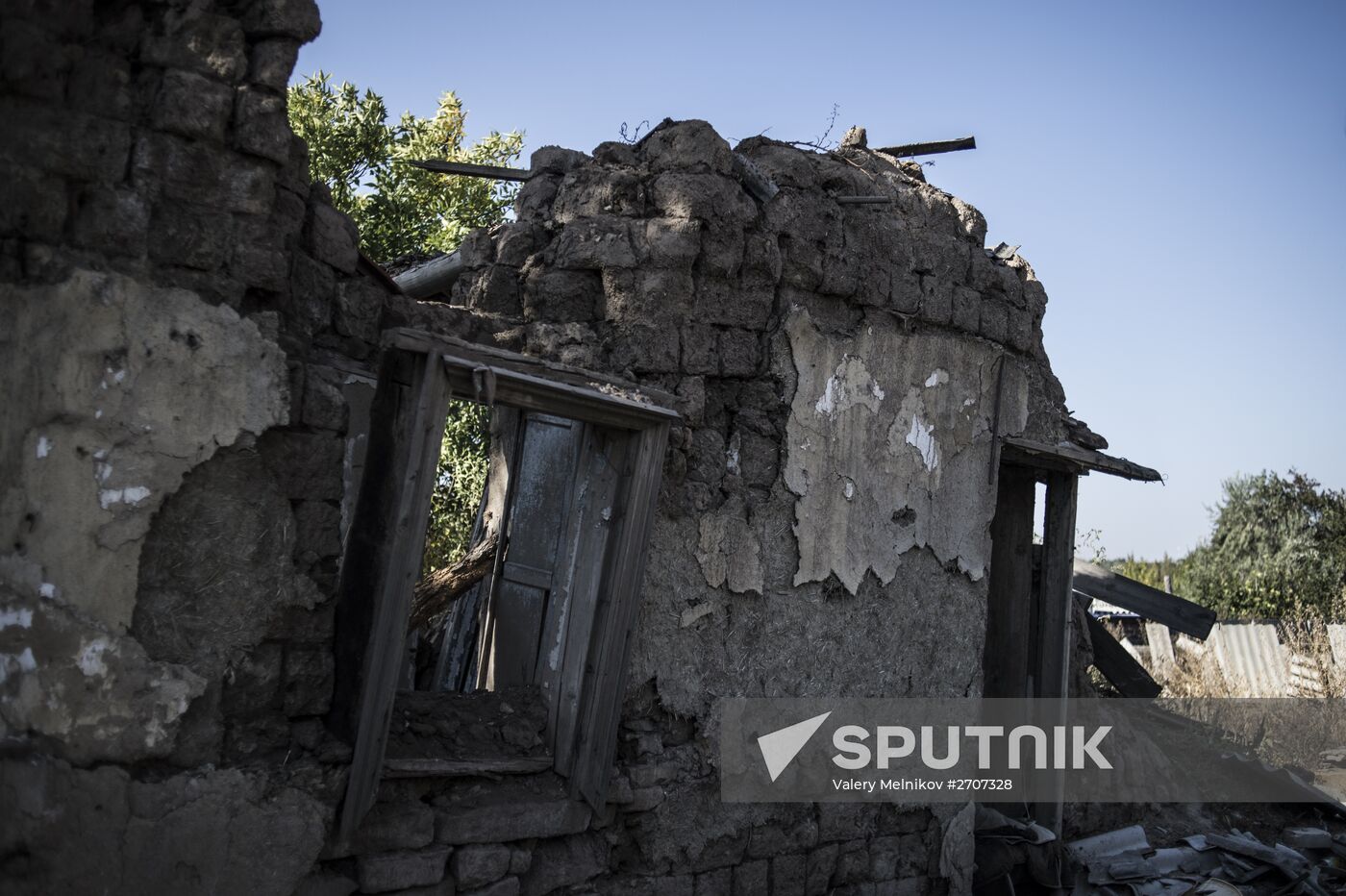 Residents of Staromikhailovka village in Donetsk region