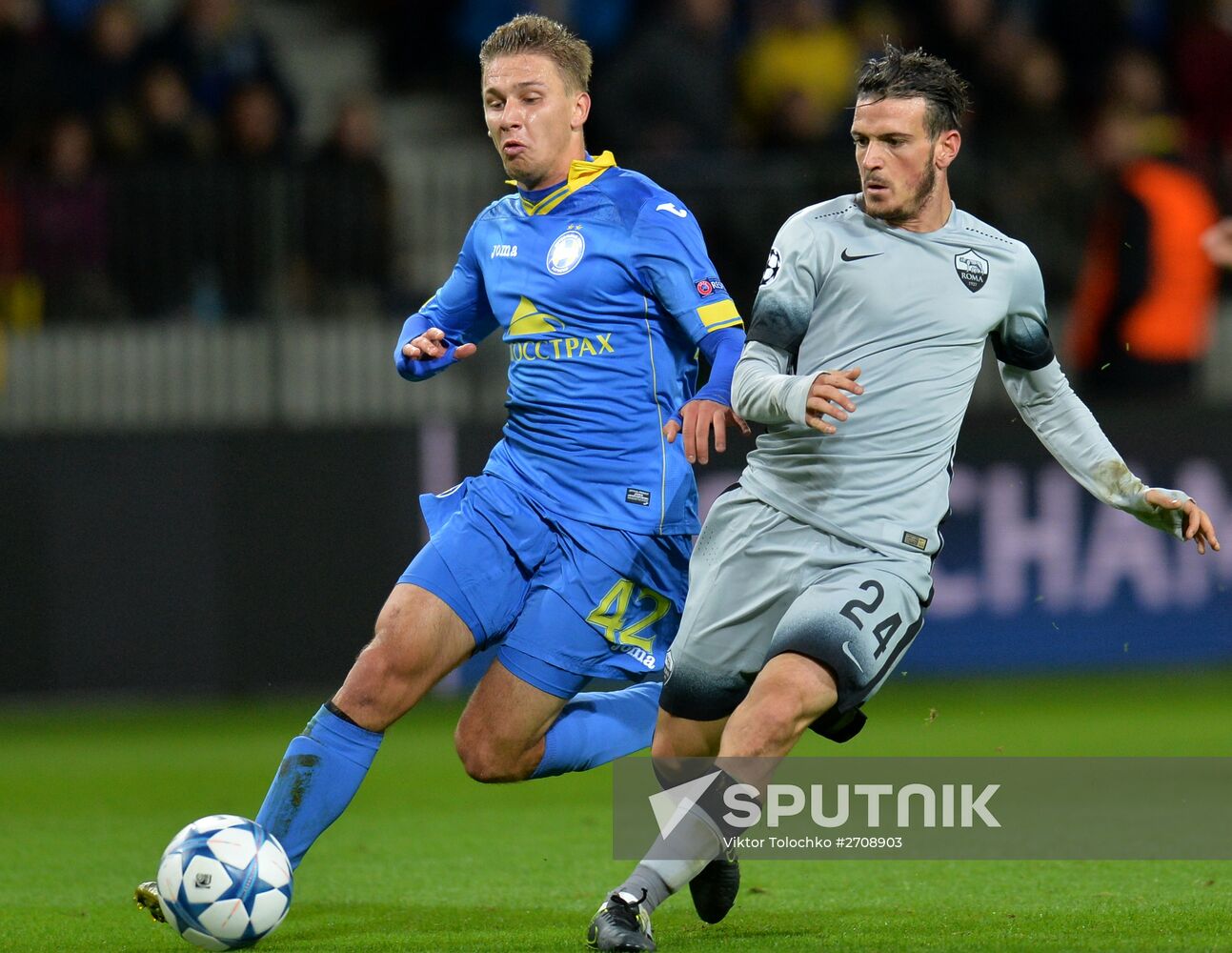 Football. UEFA Champions League. FC BATE (Borisov, Belarus) vs. A.S. Roma (Rome, Italy)