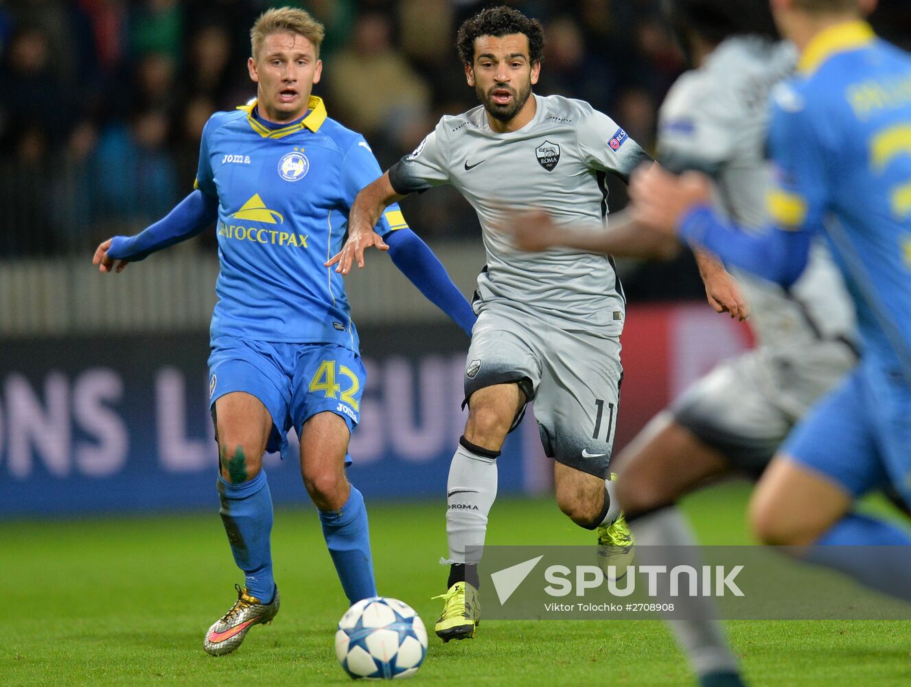 Football. UEFA Champions League. FC BATE (Borisov, Belarus) vs. A.S. Roma (Rome, Italy)