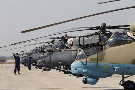Helicopter crews at Krasnodar Region air base conduct training missions