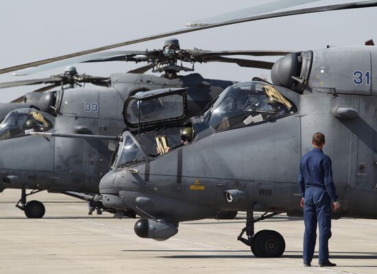 Helicopter crews at Krasnodar Region air base conduct training missions