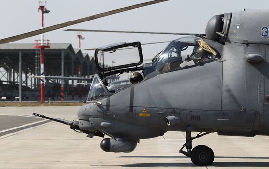 Helicopter crews at Krasnodar Region air base conduct training missions