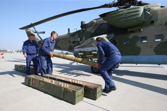 Helicopter crews at Krasnodar Region air base conduct training missions